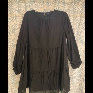 Who What Wear Black Peasant Flowy Mini Dress